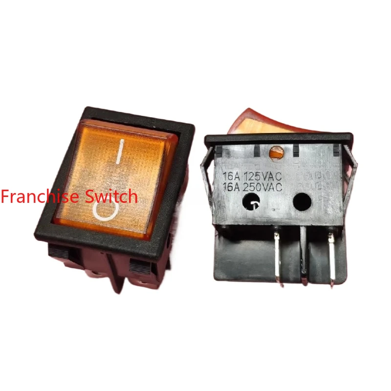 10PCS Ship type rocker switch R210-C5L-BO four-foot orange light silver touchpoint 16A 32X25