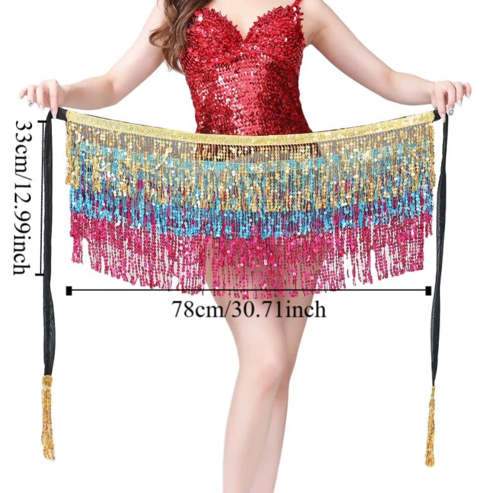 Pailletten Buikdans Riem Chiffon Veelkleurige Buikdansen Sjaal Dans Accessoires Kwastje Buikdans Kostuums Buikdansen Riem