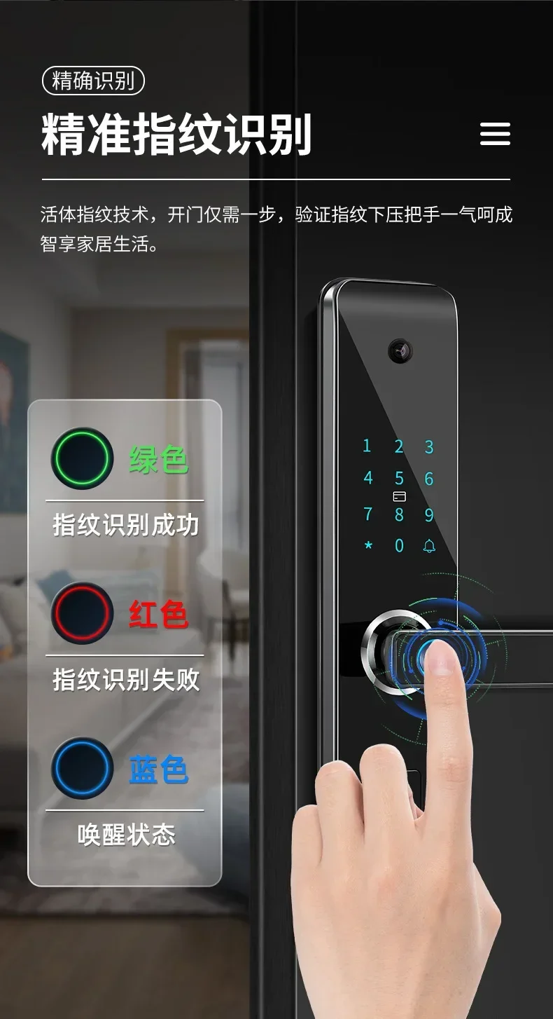 قفل باب منزلي ذكي بكلمة مرور، قفل باب إلكتروني مضاد للسرقة، بصمة عين القطة