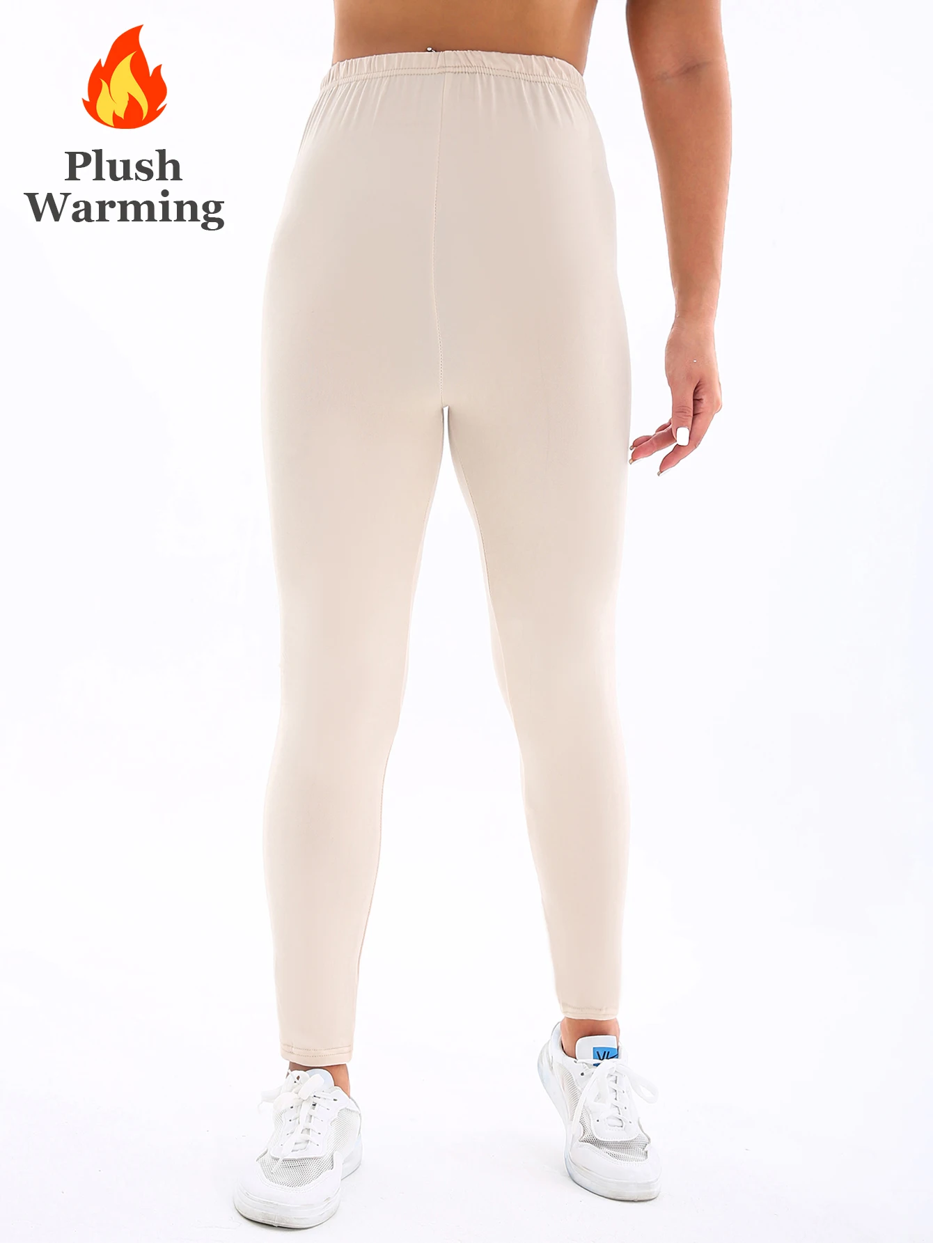 Leggings gruesos de terciopelo negro para mujer, pantalones ajustados cálidos elásticos informales a la moda para ejercicio y deportes, Otoño Invierno ﻿