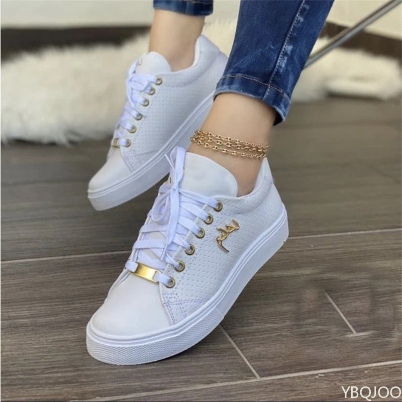 Zapatos de mujer informales ligeros y transpirables de talla grande a la moda para primavera y otoño, zapatos de tablero versátiles de fondo plano para mujer