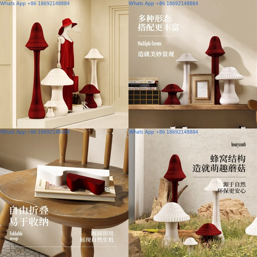 

Nature Themed Decorative Accessories Jungle Window Display Mushroom Art Sculptures for Store Exhibition