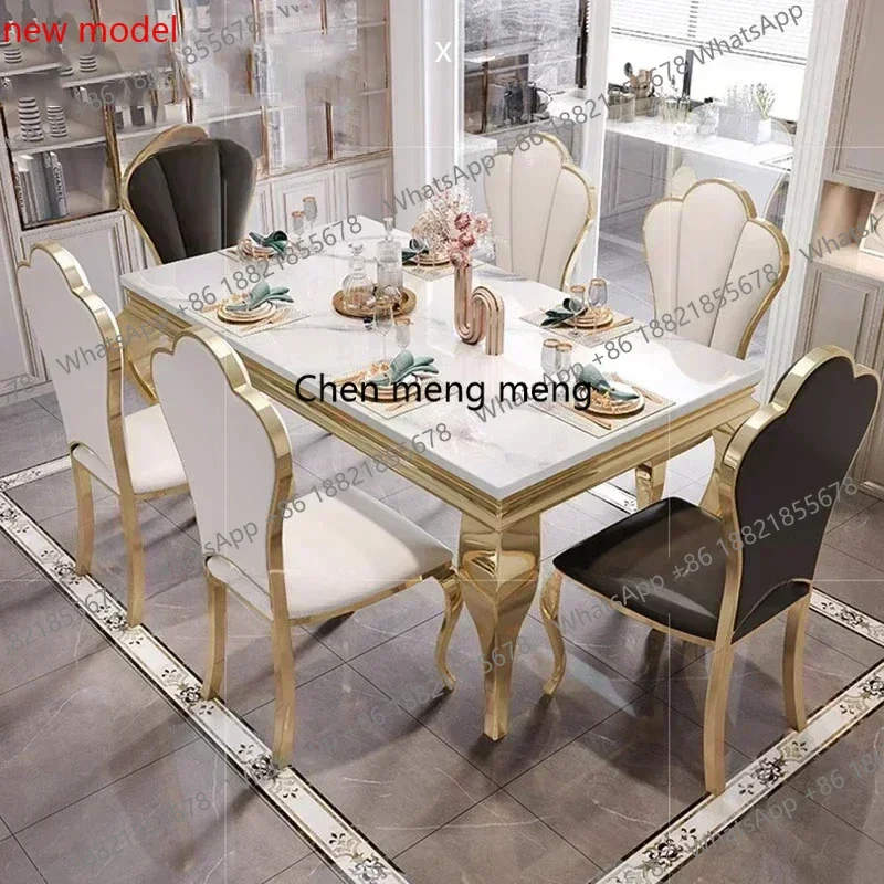 N138Nordic Big Design Restaurant Mesa Hotel Furniture Vanity Oilproof Luxury Table Unique Gold Vintage Marble Mobile Dining Tabl