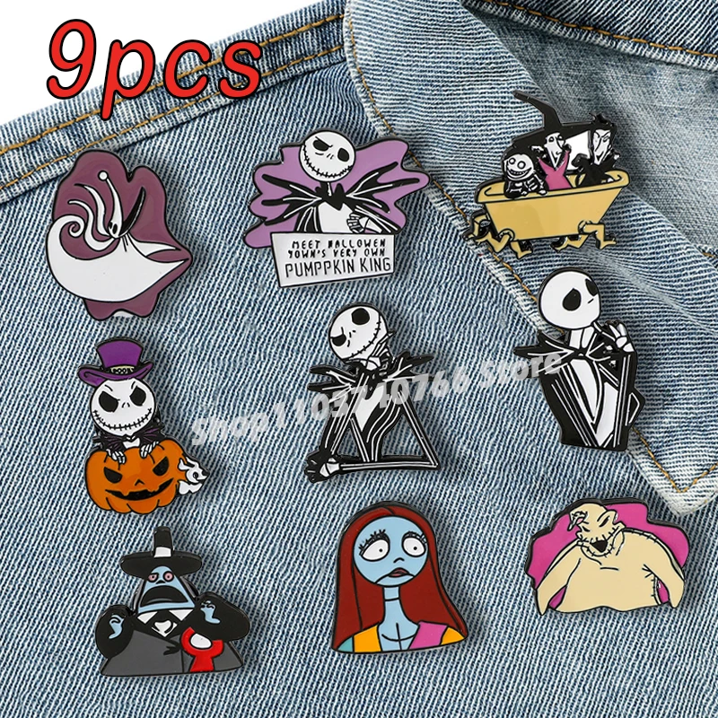 

1set The Nightmare Before Christmas Jack Enamel Pins Hallowmas Cosplay Clothes Accessories for Kids Shirt Lapel Pin Decoration