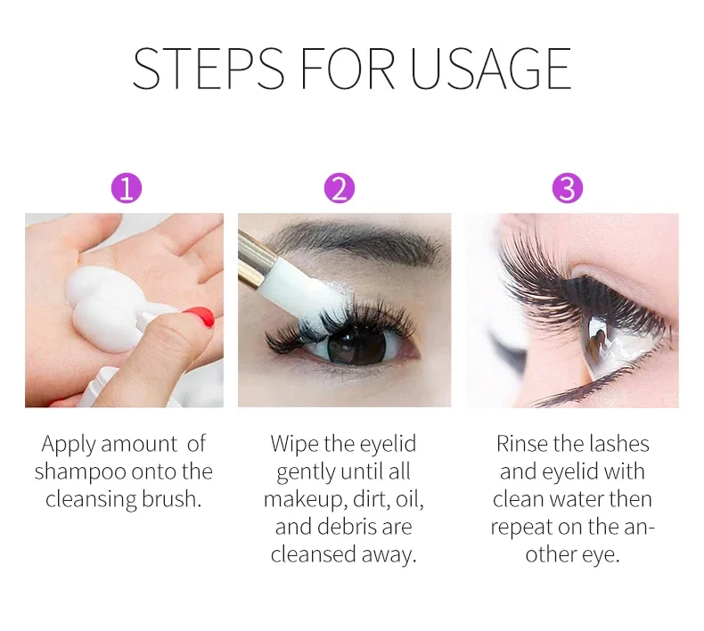5/10PCS 50ML Eyelash Extension Shampoo Foam Mousse Kit Fast Makeup Glue Removal Foam Set Deeply Cleaning With Brush For Women