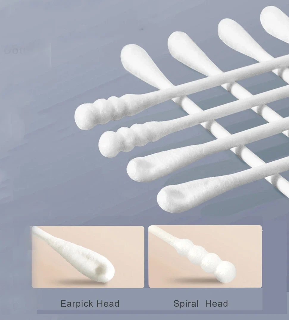 200pcs Multifunctional Cleaning Stick Baby Cotton Swabs Double-ended Sterile Cotton Swabs Spiral Head Ear and Nose