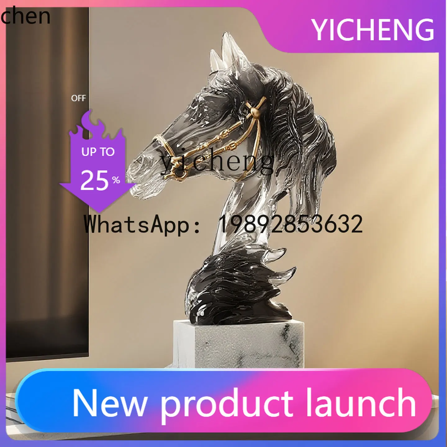 

YFY Horse Head Sculpture Ornament for Living Room TV Cabinet Entrance Office Wine Cabinet Decoration