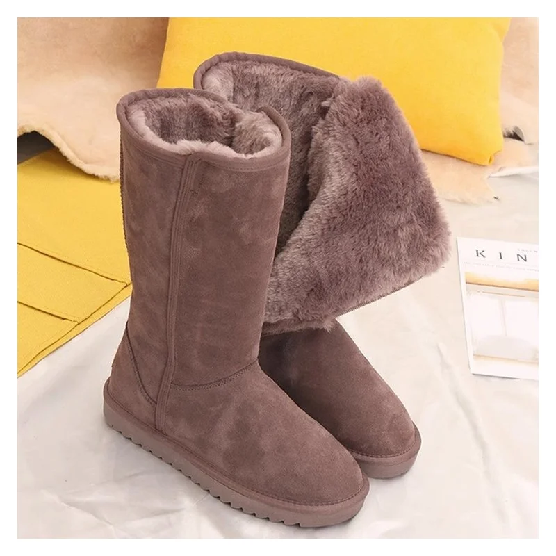 

Women Classic Ladies Girls Winter Snow Boots Waterproof Warm Genuine Leather Fur Australia Plus Velvet Knee High Winter