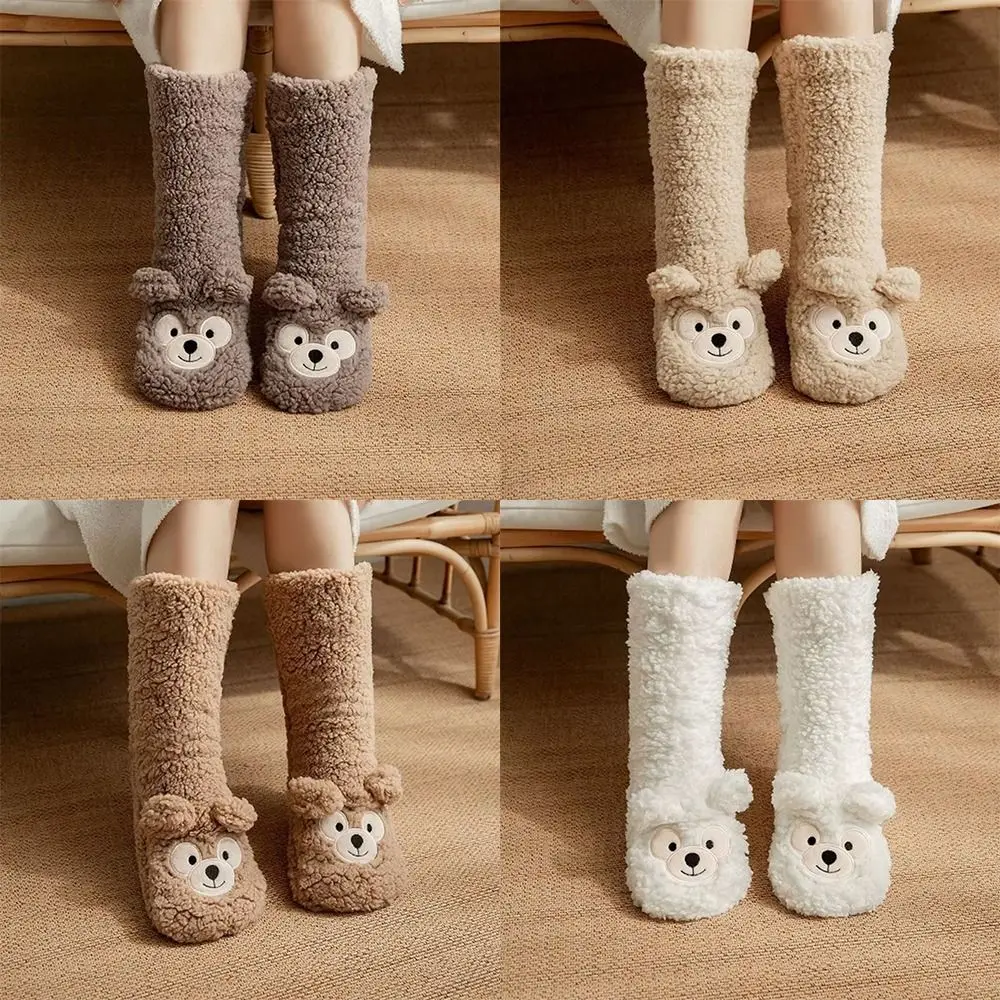 

Warm Thickened Thermal Socks Coral Fleece Anti Slip Snow Socks Soft Cartoon Floor Socks Women