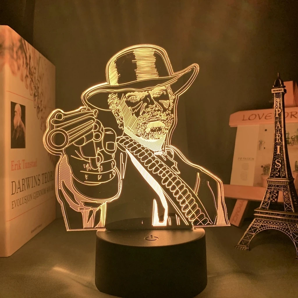 Game Red Dead Redemption 2 Gift Acrylic 3d Lamp for Game Room Decor Nightlight RDR2 Arthur Morgan Figure Kids Led Night Light