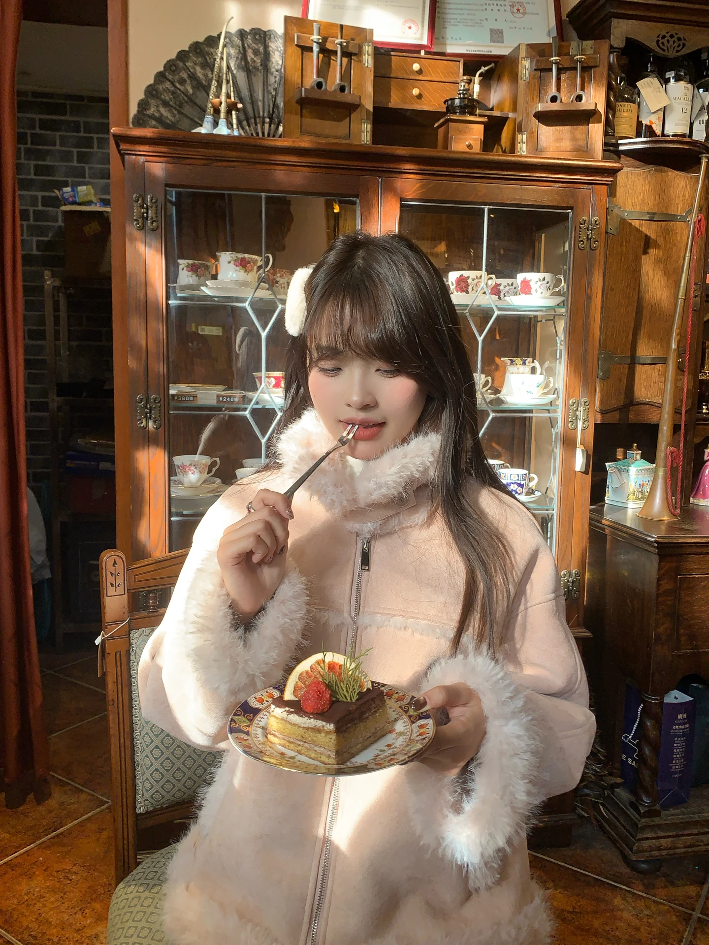 

Sweet Girl Anti-Aging Pink Suede Fce Lined Lamb Fur Thi Coat Women Winter New Korean Sle Gentle Casual Coat