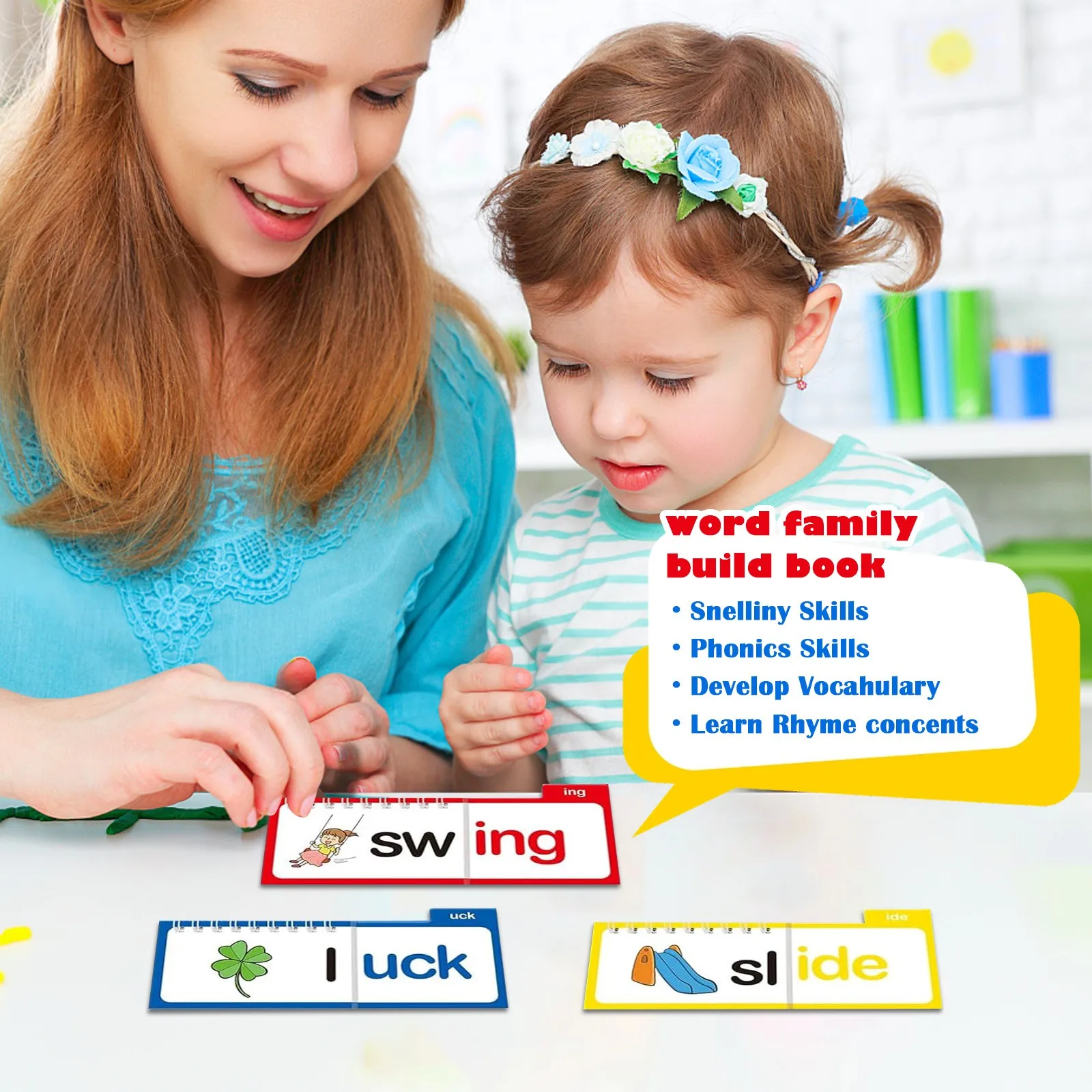 Kid Vocabulary Flashcard Help Child Build Basic Reading Skill Funny Interactive Learning Educational Game Kid-Friendly Design