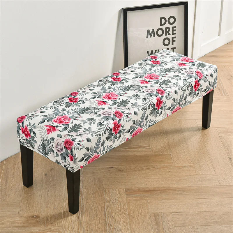 1PC Nordic Flowers Bench Cover Spandex Piano Stool Covers Stretch Long Ottoman Cover Changing Shoes Chair Slipcover Home Decor