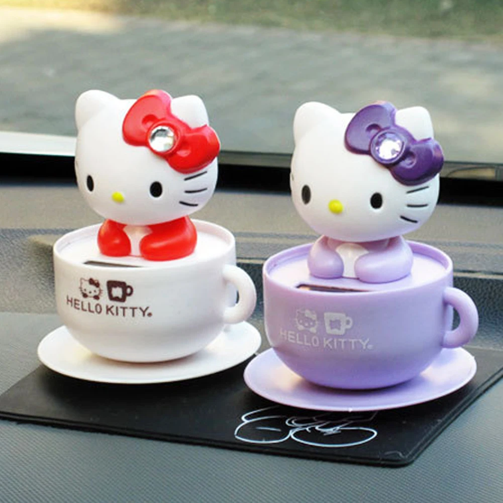 لطيف Nodding رئيس القط دمية الديكور سيارة تعمل بالطاقة الشمسية الحلي السيارات مركز وحدة التحكم اكسسوارات الديكور للمنزل مكتب #2