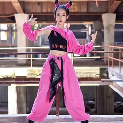 Teenage Girl Jazz Dance Costume Children Street Hip hop Dancing Jazz Stage Kid Kpop Jazz Costume for Girls pink Outfit dance set