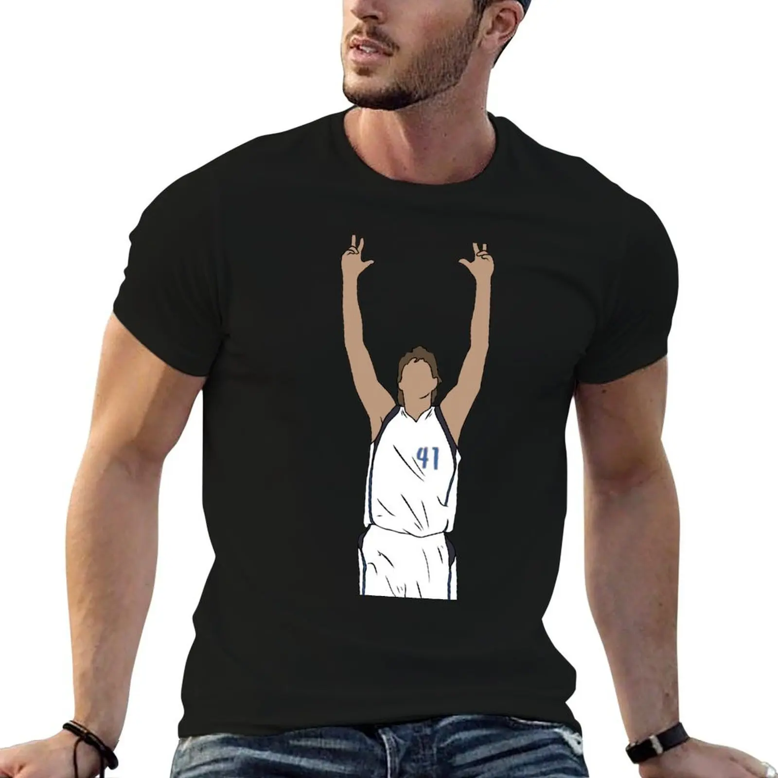 

Dirk Nowitzki Three Pointer Celebration T-Shirt essential t shirt t shirt man luxury cotton t shirt pack T-Shirt