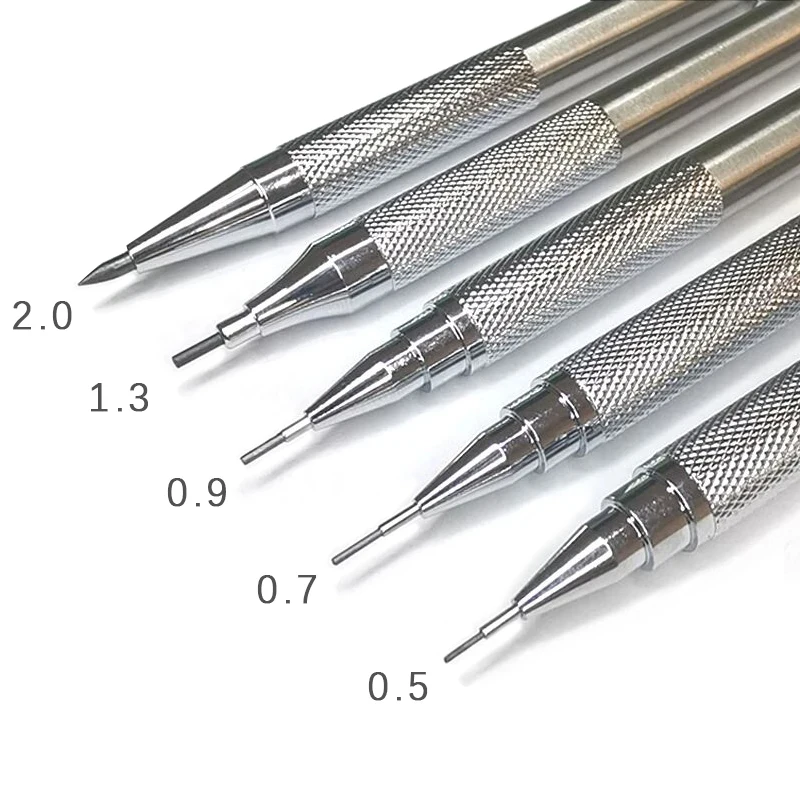

0.3 0.5 0.7 0.9 1.3 2.0mm Metal Mechanical Pencil Set 2B/HB Lead Art Sketch Drawing Supplies Automatic Pencil Writing Stationery
