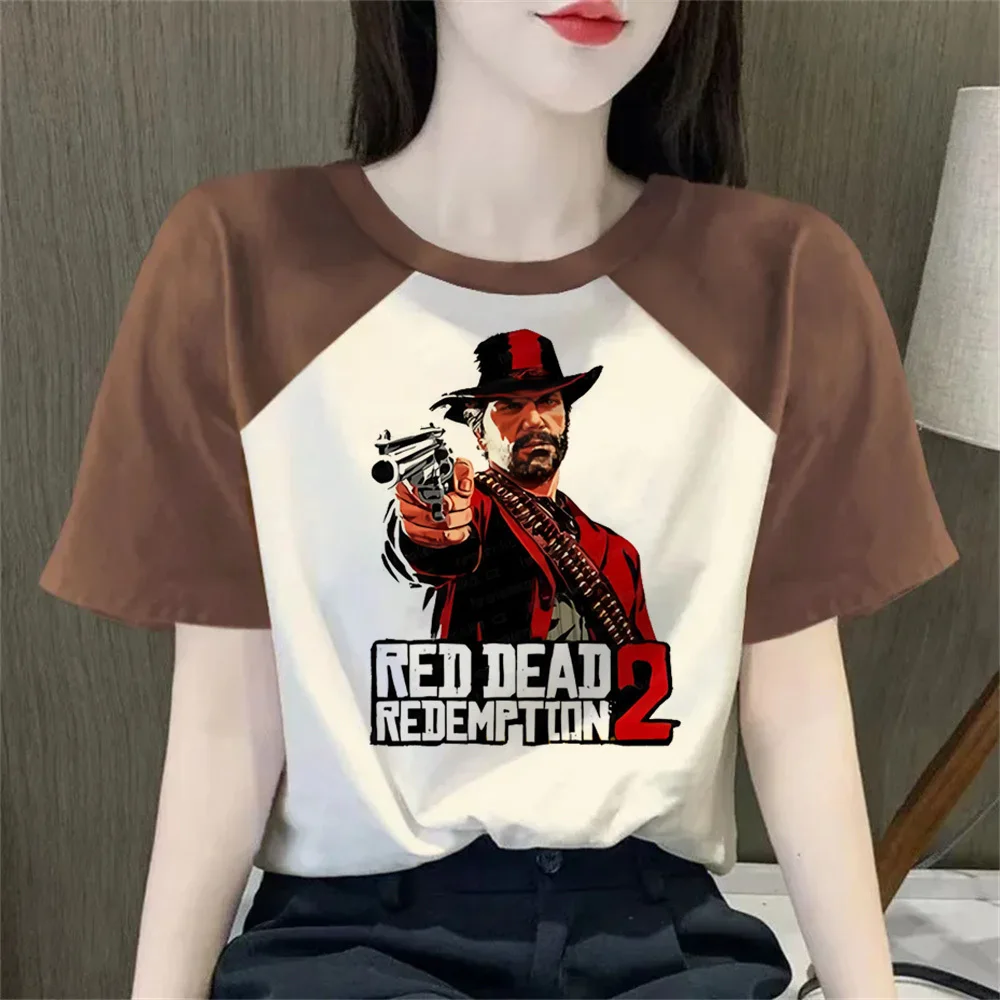 Футболка Red Dead Redemption 2, подростковая ретро-графическая университетская аниме, классическая футболка в стиле панк Y2k, модная пастельная футболка с аниме