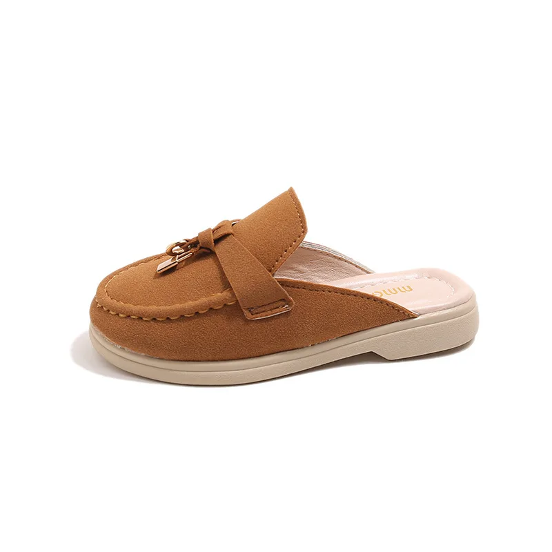 Summer New Boy Girls with Fashion Metal Buckle Slippers Children's Fashion Open-Toe Slippers Kids Outdoor Baby Shoes Slippers