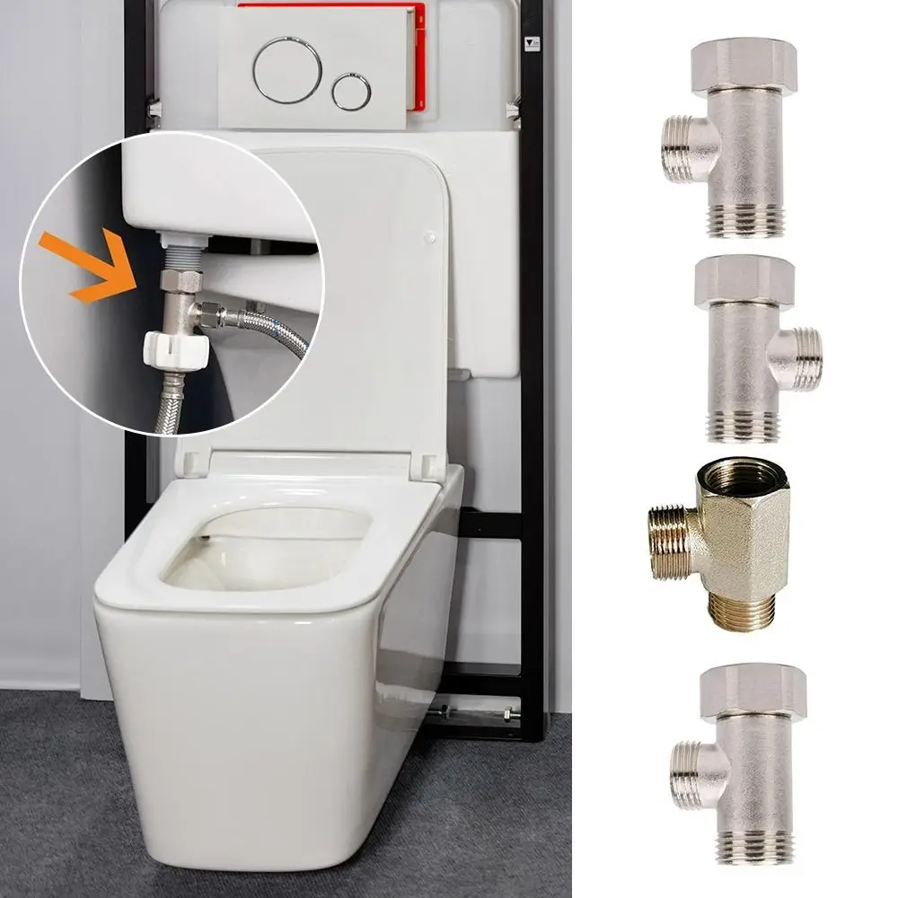 Brass T Valve Adapter Connector 3/8' 1/2' 9/16' 15/16' Durable Kitchen Sink Splitter Diverter Valve