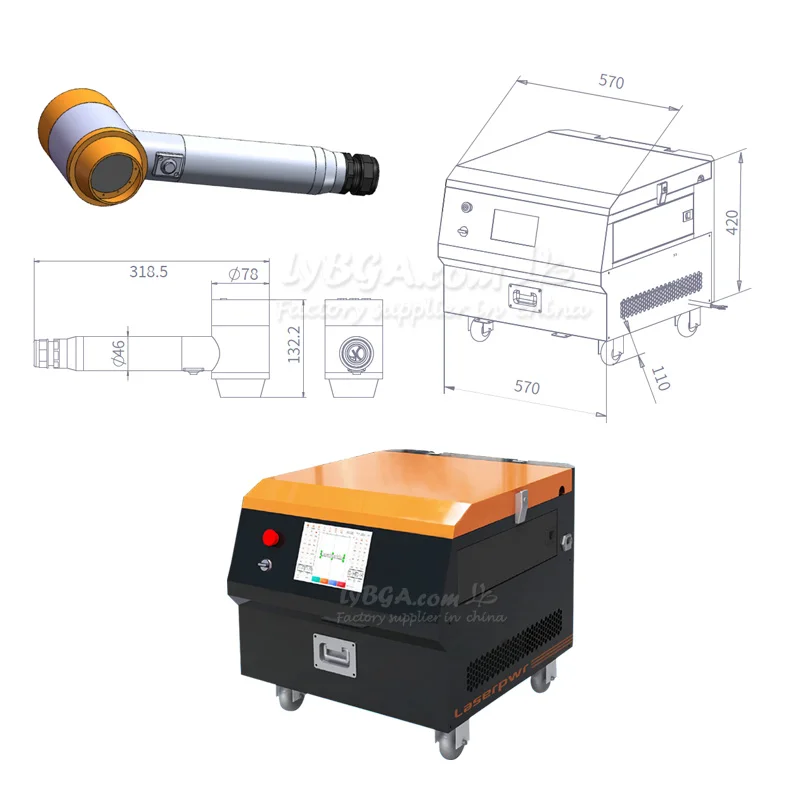 Máquina de limpeza para remoção de ferrugem, 200w, não danifica o substrato, tipo de gabinete de limpeza a laser de fibra de pulso para aplicação industrial