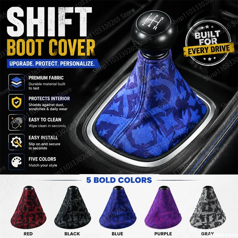 Stylish Printed Cloth Car Shift Boot Cover Dust Scratch Resistant Universal Manual Gear Shifter Protective Sleeve