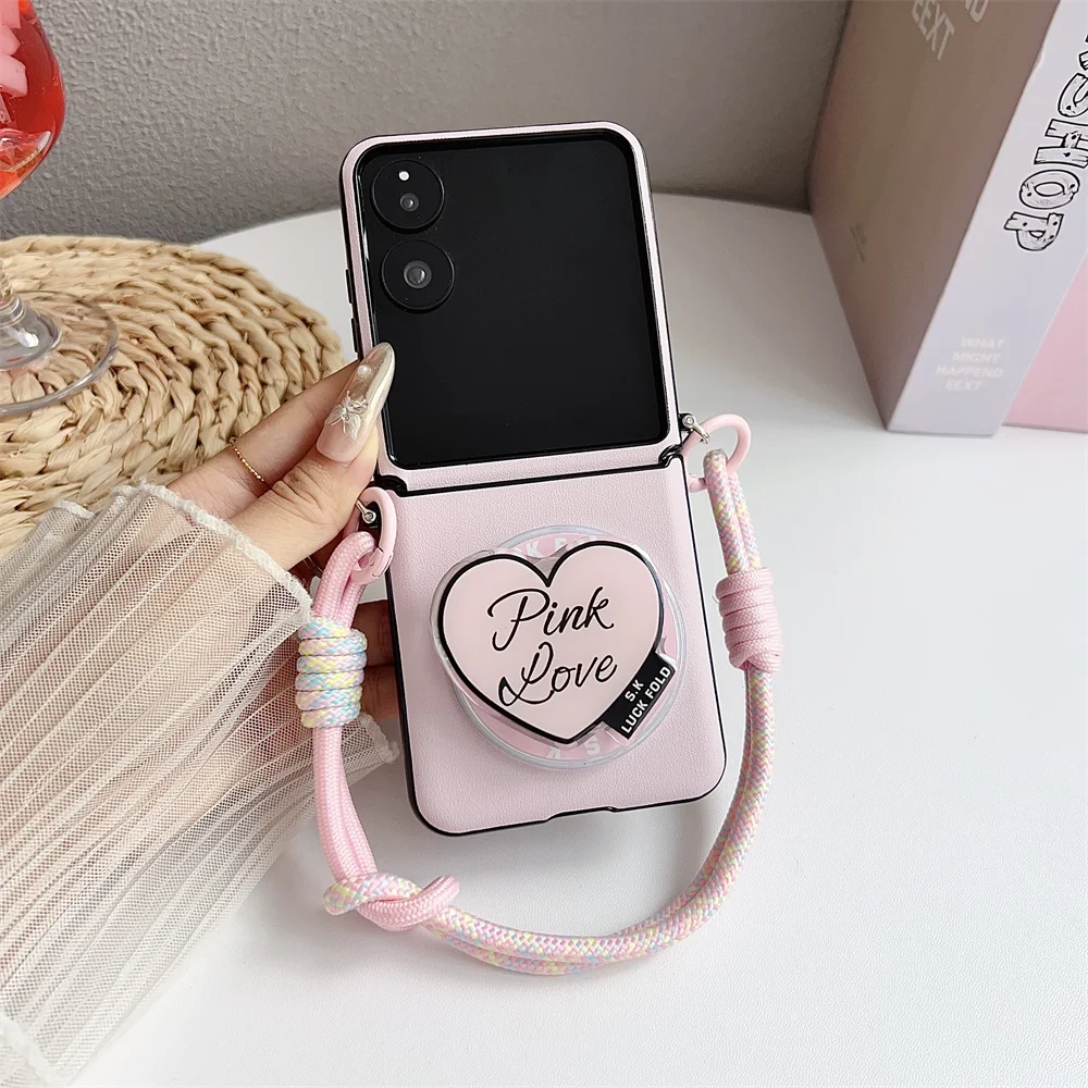 

With Holder Phone Case For XiaoMi Mix Flip Flip2 MagSafe Magnetic PC Shell Bracelet Flip2 Bracelet Protective Back Cover