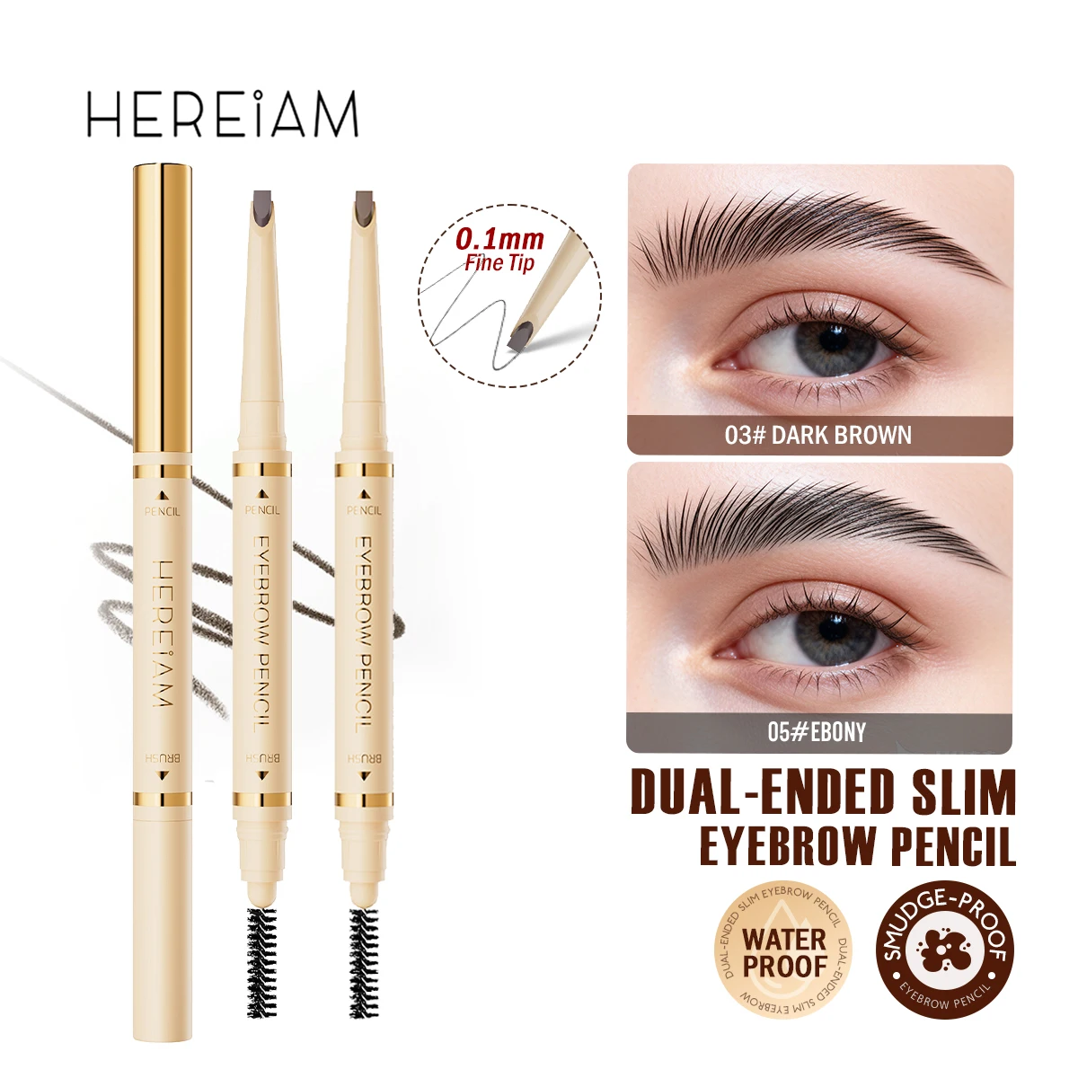 IMAGIC X HEREIAM Eyebrow Pencil Ultra-Precise For Hair-Like Strokes Have Eyebrow Brush Waterproof 0.26g