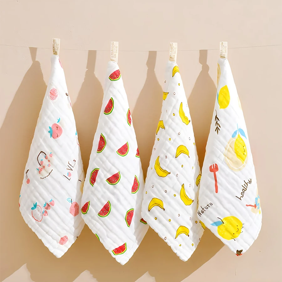 

4 упаковки 6-слойного марлевого детского марлевого полотенца 9,84*9,84 дюйма, детское многофункциональное мягкое полотенце со слюной, маленькое квадратное полотенце для купания новорожденных, многоцелевое полотенце, подарок на детский душ для вечеринки