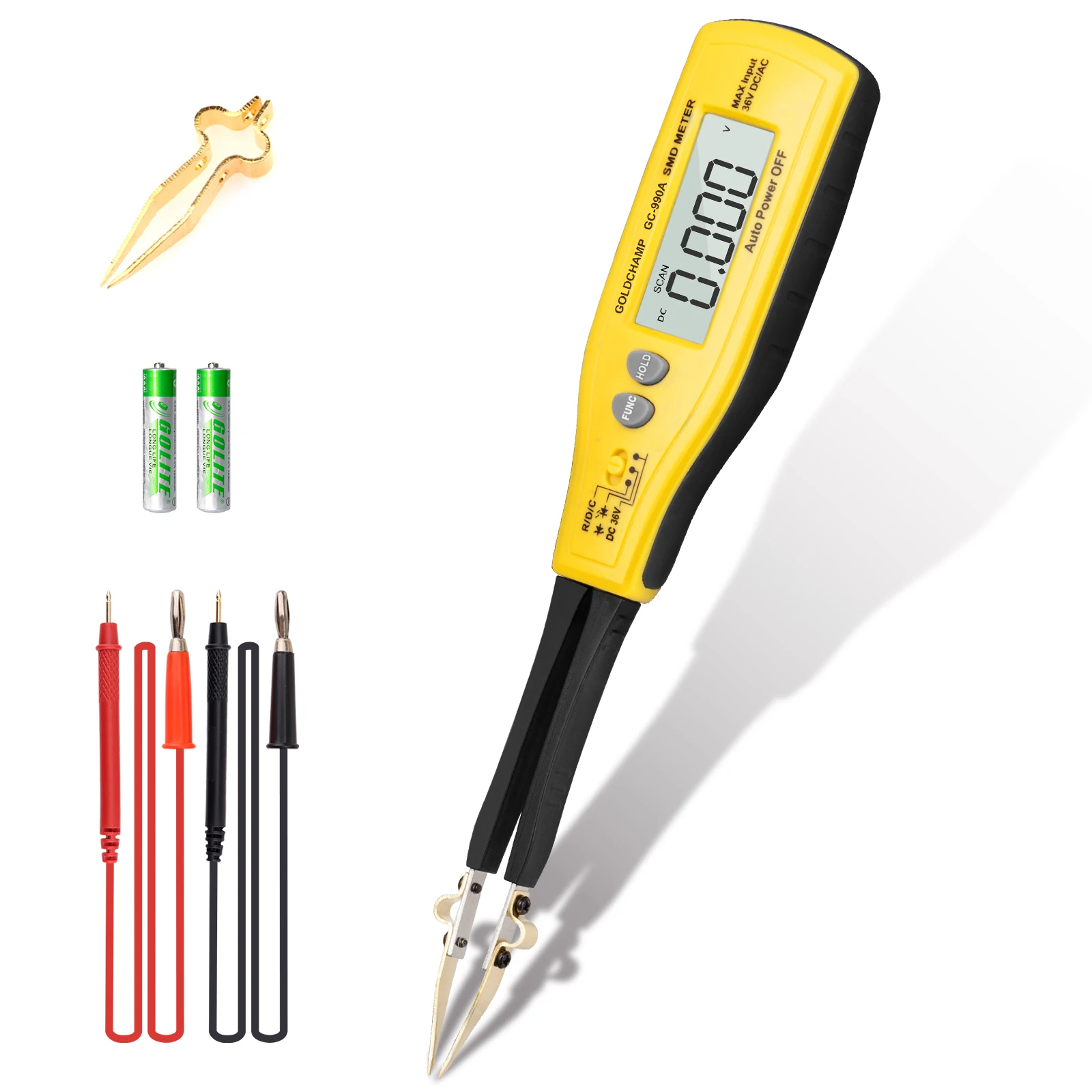 

990A SMD Tester 3000 Counts Auto Multimeter Resistance Capacitance Diode LED Voltage Tester with AAA Battery
