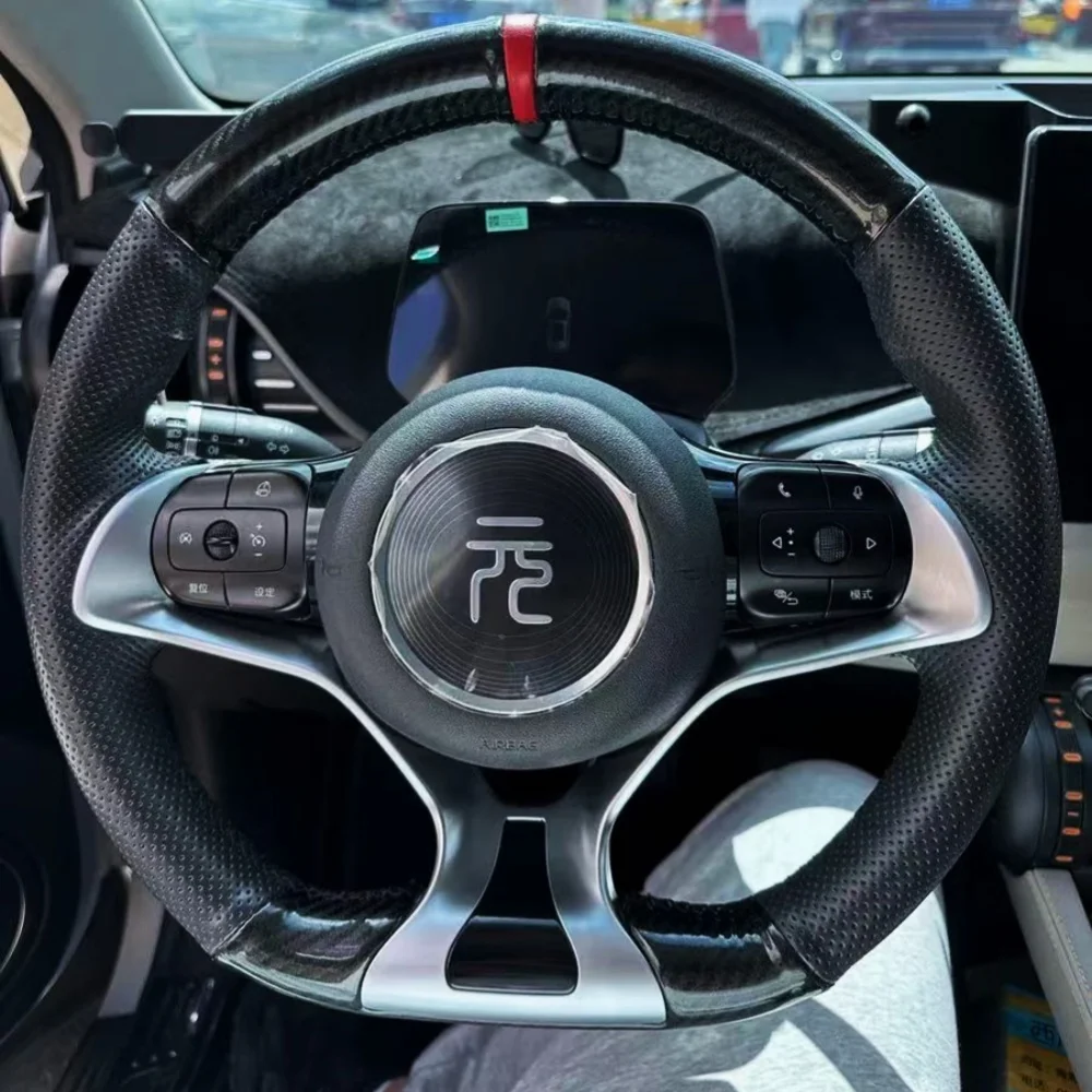 

Изготовленный на заказ оплетка на руль автомобиля, мягкий 100% подходит для BYD ATTO 3 Yuan Plus 2022 2023 2024, автомобильная пленка на руль