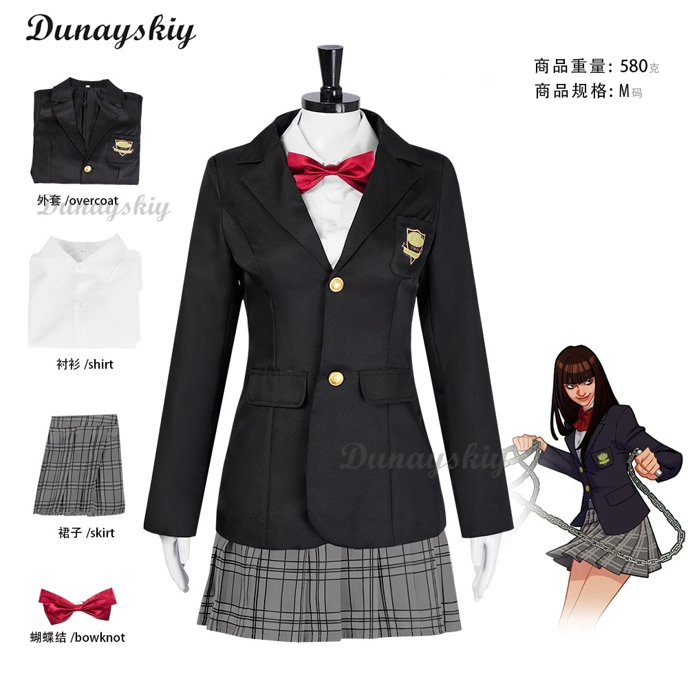 Anime Movie Bill Cosplay Gogo Yubari Costume JK School Uniform Dress Lolita Cos Long Black Wigs With Weapon Props For Halloween