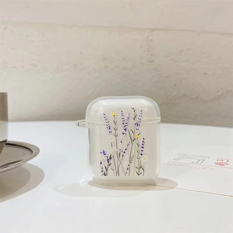 Art Flower Earphone Case For Apple Airpods 1/2 Case Transparent Floral Cover For Apple AirPod Pro Protector Shell