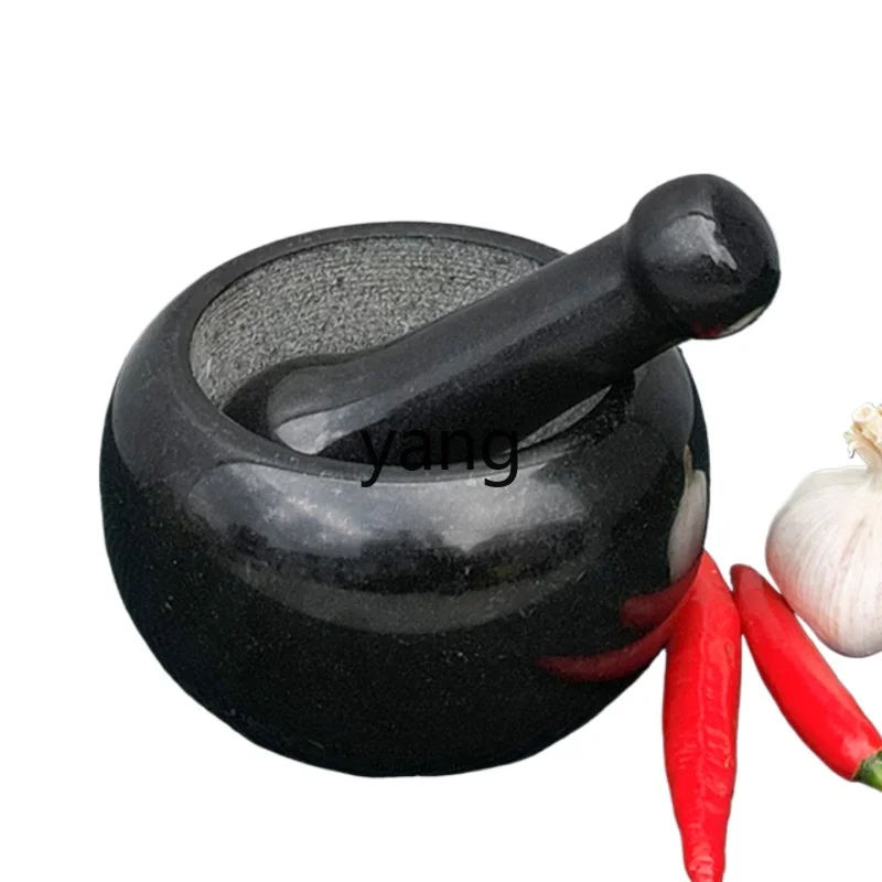 

Yjq natural ebonite household garlic masher cooking ground stone mortar chili sauce