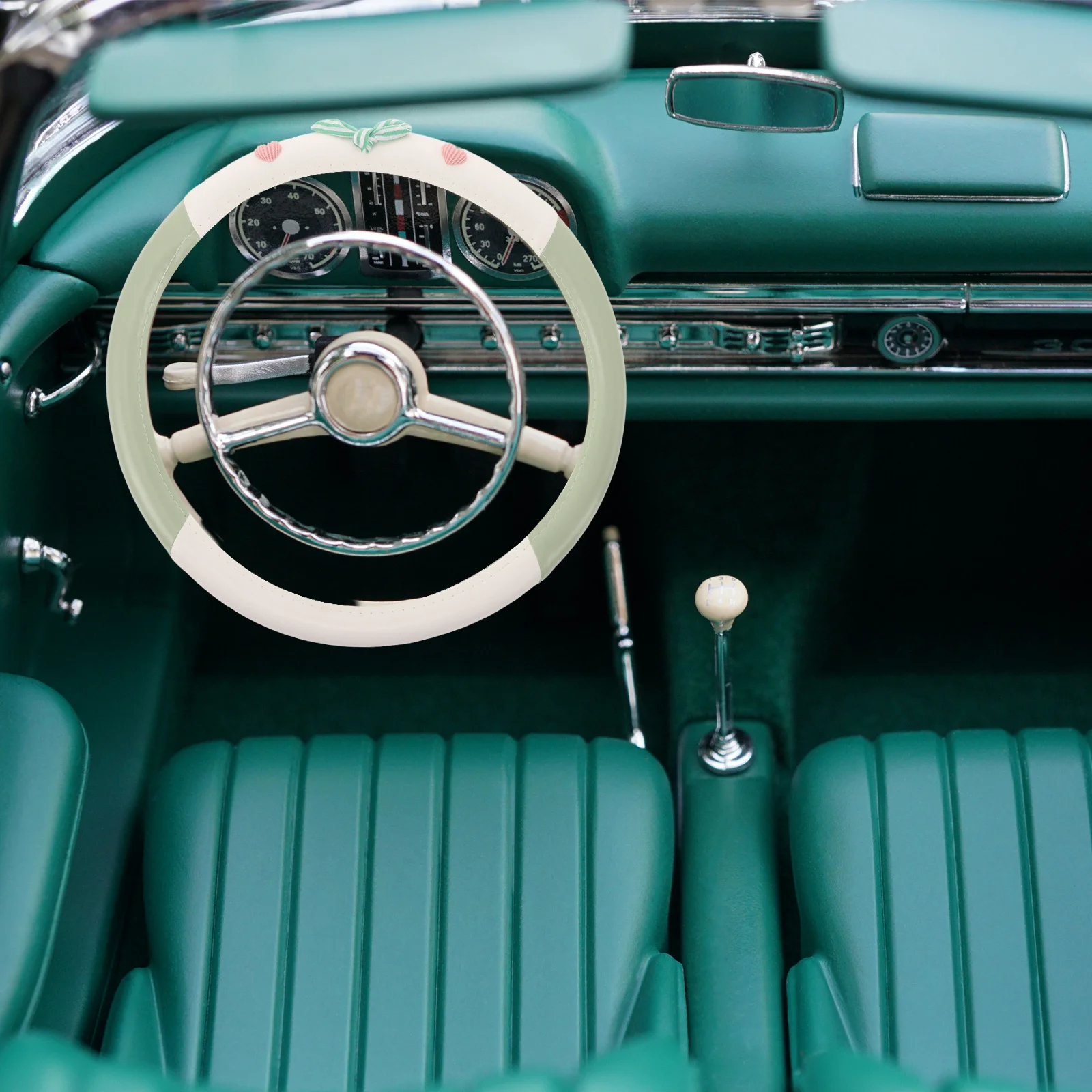 

Cute Cat Steering Wheel Cover 15 Inch Kawaii Nonslip Grip Universal Fit for Women Girls Auto Car Interior Accessories