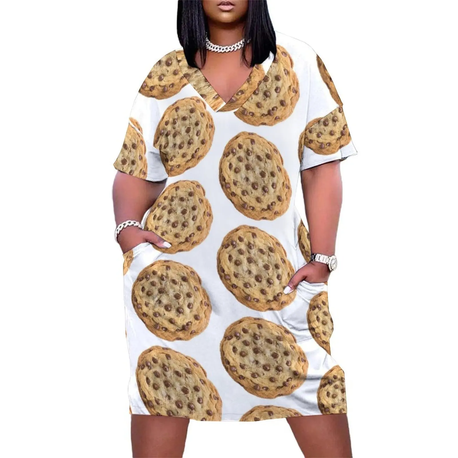 Chocolate Chip Cookie Loose Pocket Dress long sleeve dress sexy dress for women