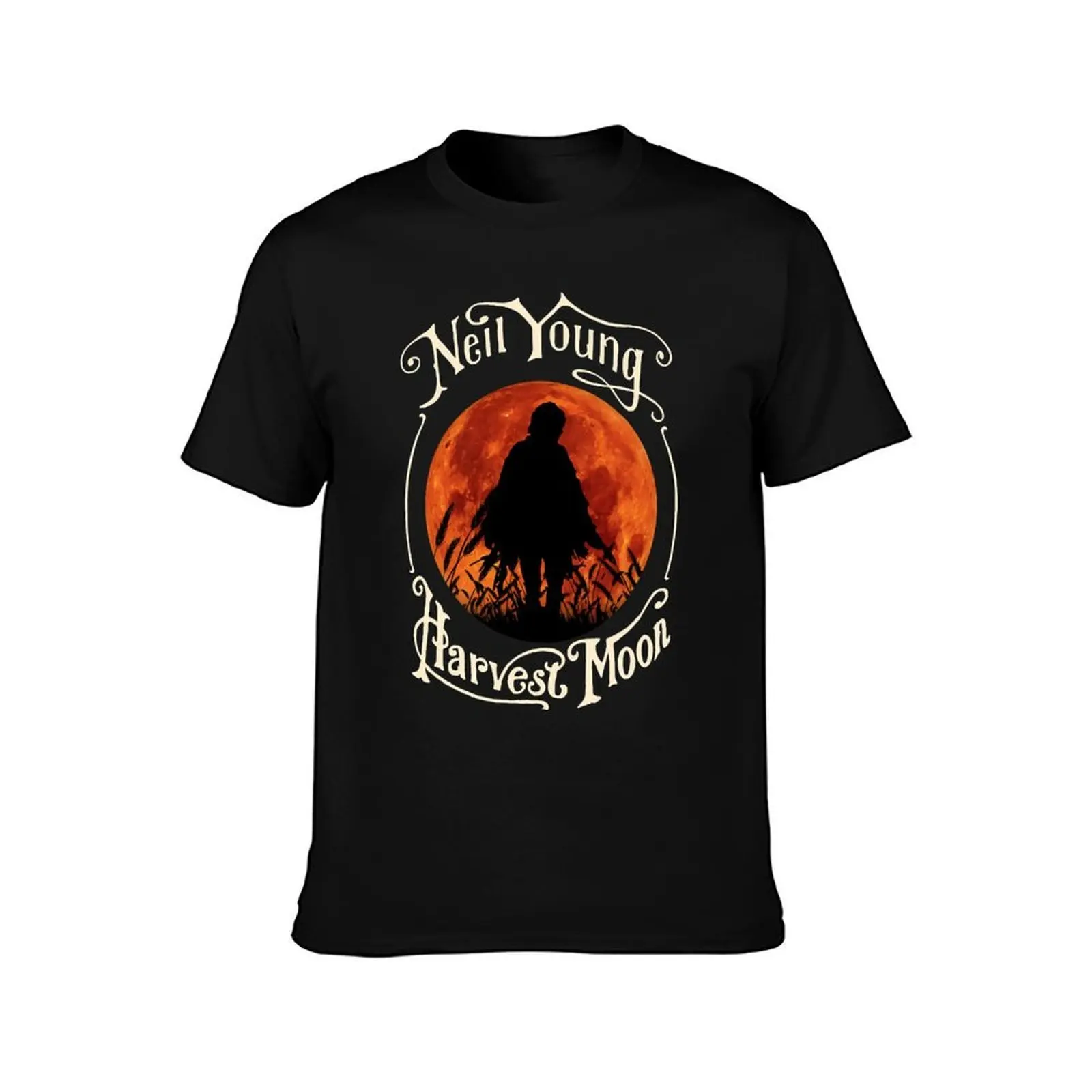 Vintage Rock Retro Harvest Moon In Night Gift Hallowen Essential T-Shirt Summer Casual Cotton Tee Oversized Streetwear Tops