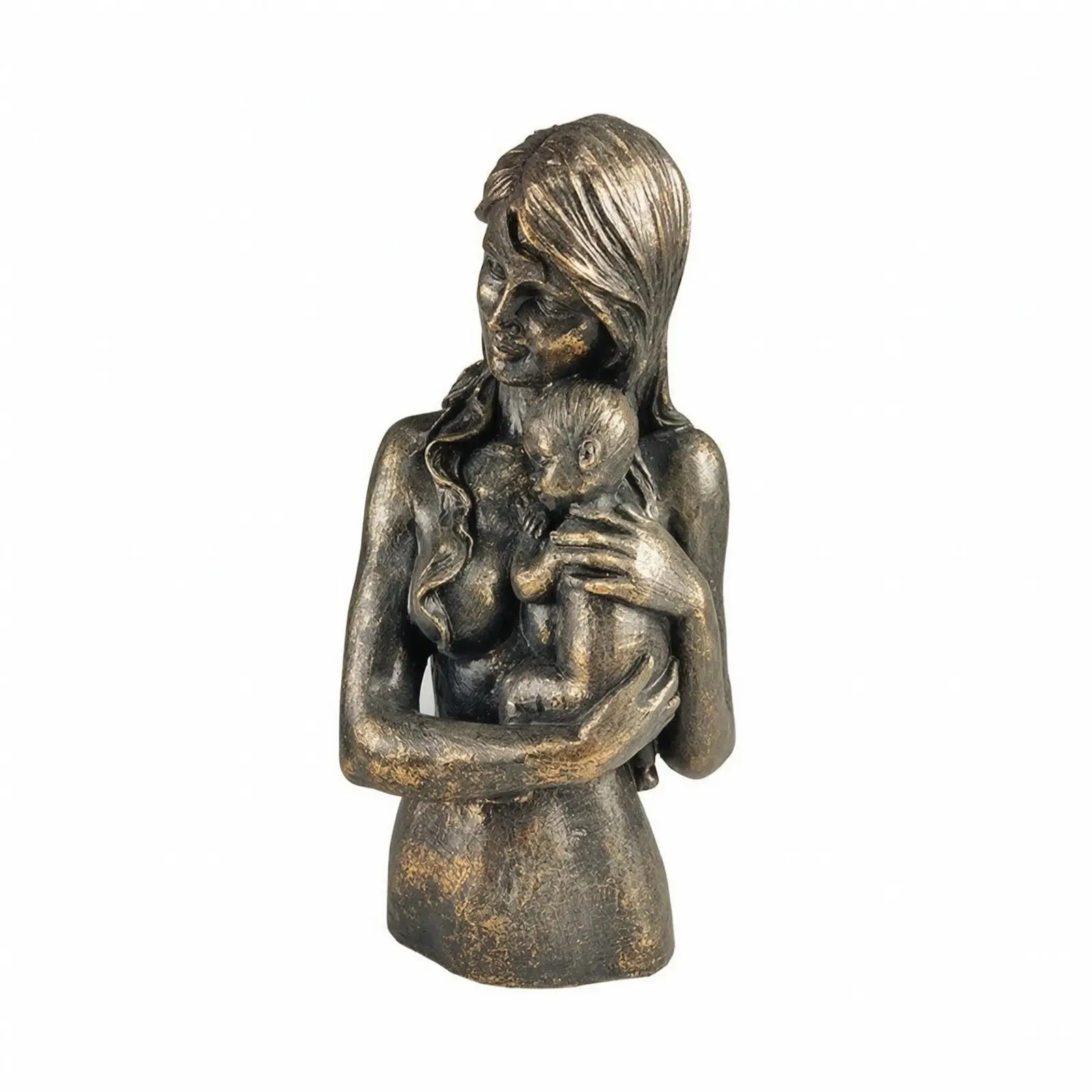 Mother Holding Child Statue Elegant Synthetic Resin Sculpture Compact Sculptural