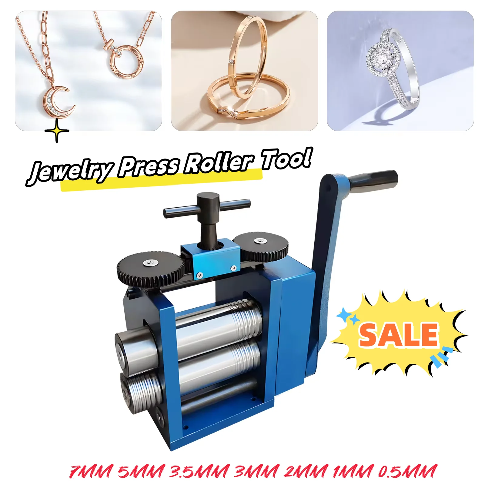 

3" (75mm) Jewelry Press Roller Tool Manual Combination Rolling Mill Machine