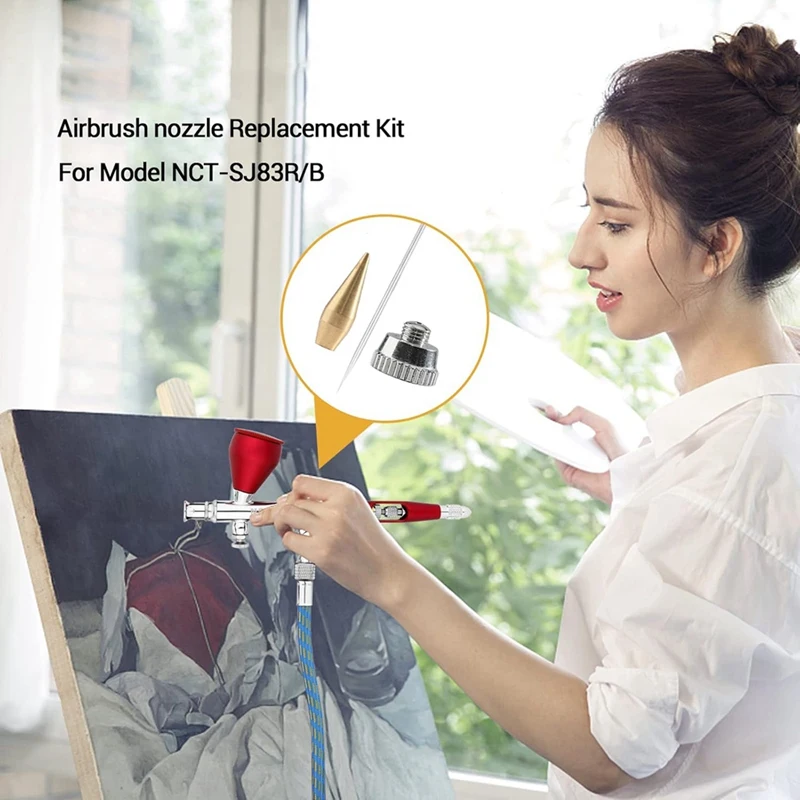 GIGI 10 ชิ้น Airbrush หัวฉีดชุด Airbrush เข็มอะไหล่ประแจและชุดทําความสะอาด Airbrush