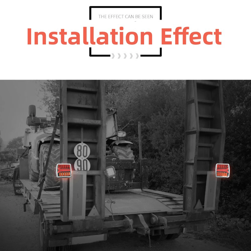 2 sztuki 12V 24V 4 cale LED kwadratowe tylne światło rejestracyjne płynący sygnał skrętu migacz światła stopu hamowania ciężarówka przyczepa ciągnik RV