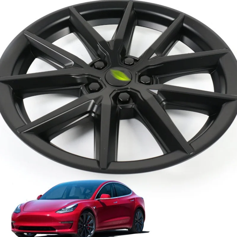 18 Inch Matte Black Support Improvement AMG Style Wheel Cover Hubcap for Tesla Model 3 2017-2023