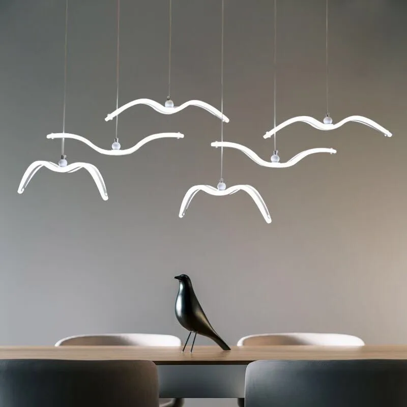 

Nordic Creative Seagull Pendant Lights E27 Bar Lamp Dinning Room Suspension Luminaire Kitchen Light Modern Resin Pendant Lamps