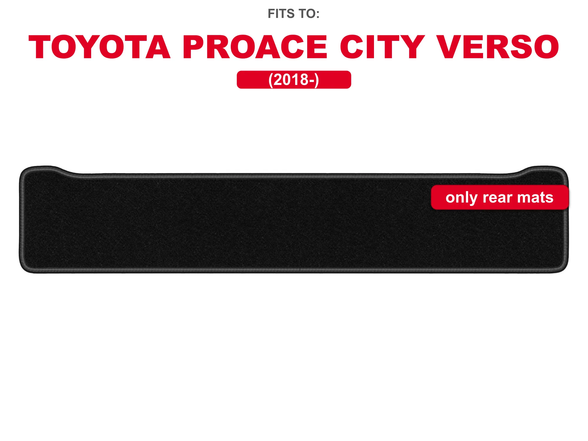 Tapis en velours pour l'habitacle arrière pour Toyota ProAce City Verso 2018-7 places Noir