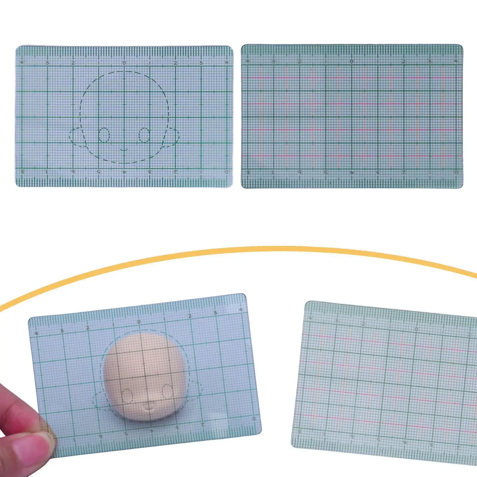 Righello simmetrico testa di bambola trasparente per guida trucco viso dipinto a mano Accessorio creativo per articolato