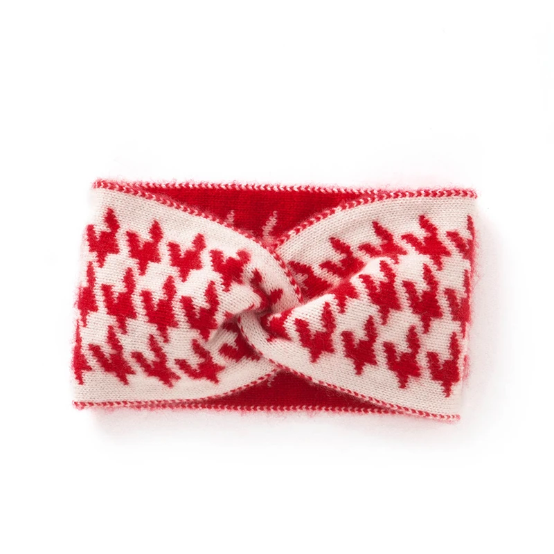 

Осень-зима, повязка для волос в клетку «Тысяча птиц», модная универсальная вязаная повязка на голову для бега на открытом воздухе, женская повязка для волос для макияжа