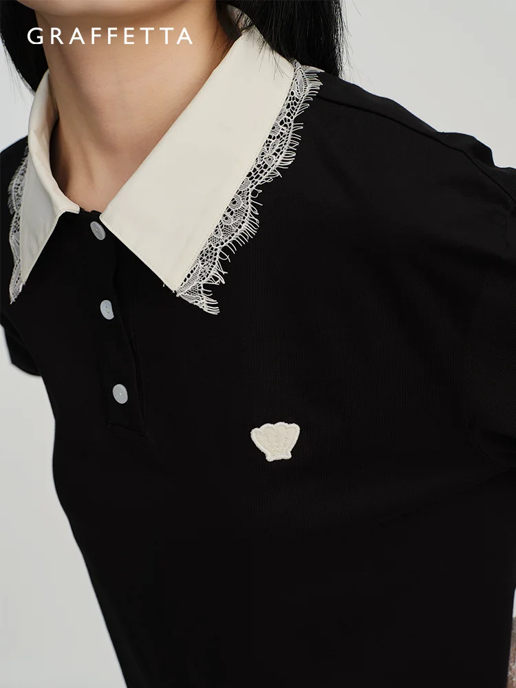 

Fetta, оригинальный дизайн, весенняя новая кружевная длинная женская футболка с воротником свека, универсальная хлопковая повседневная футболка MiU Sle