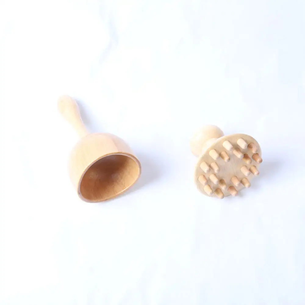 Manual Wooden Massage Kit Scraping Cup Deep Tissue Roller Stick Mushroom Scalp Applicator Body Relaxation Health Tool