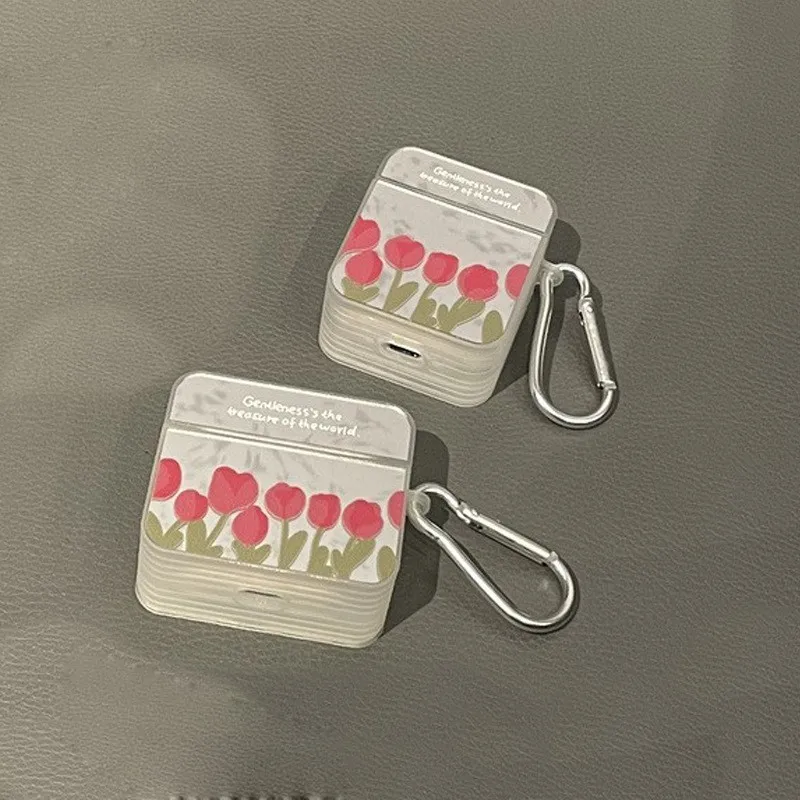 Ins flor de espejo cuadrado adecuada para Apple AirPods1/2, funda para auriculares pro2, nueva funda para auriculares