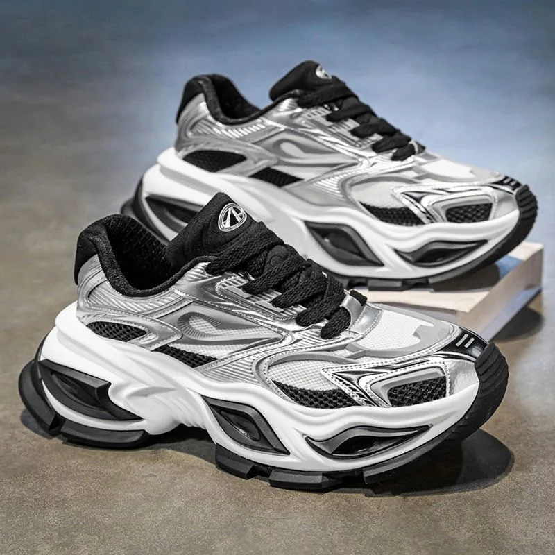 Men's Trendy Versatile Breathable Sports Shoes Casual Running Dad Shoes with Thick Sole Height Increasing